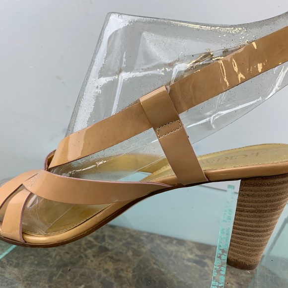 J Crew Italy Beige Patent Slingback Wedge Heels 7 - Picture 2 of 8